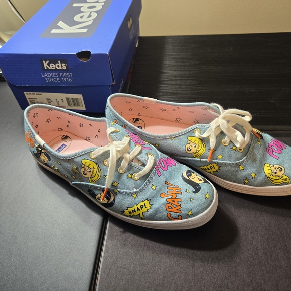 Keds Women's x Betty and Veronica Sneakers~Champion Pop Blue Denim Print~Sz 8.0~ - Picture 2 of 7